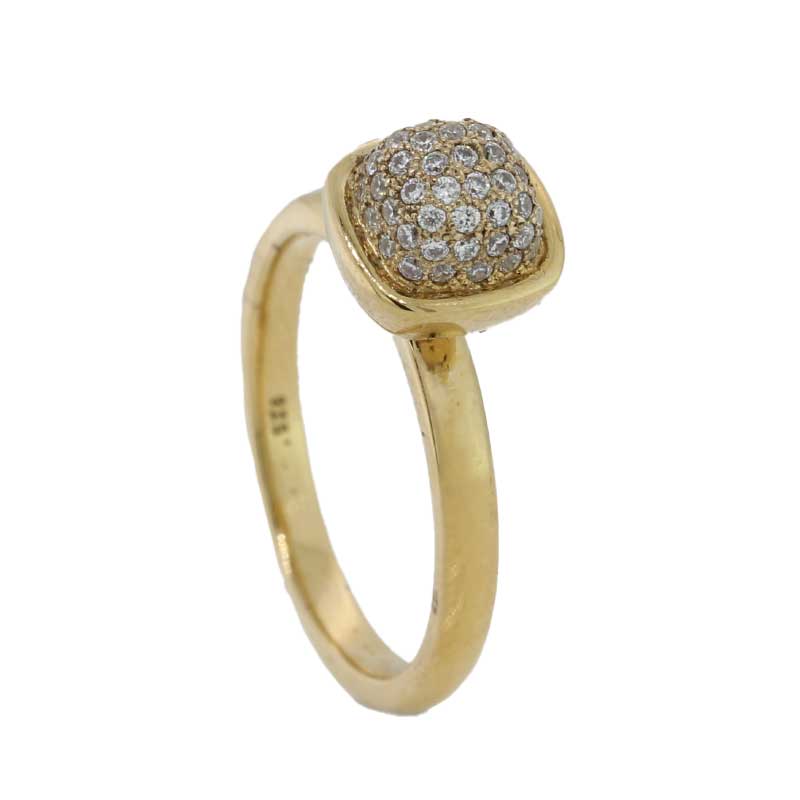 Sterling Silver Yellow Gold Plate Cushion Cubic Zirconia Ring