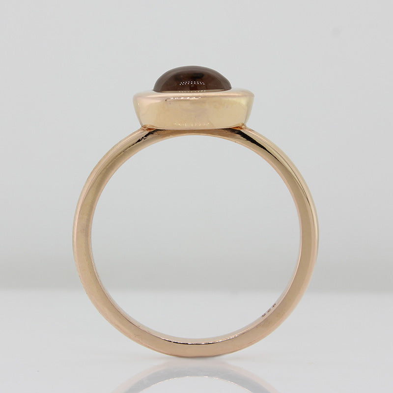 Sterling Silver Rose Gold Plate Smoky Quartz Oval Ring