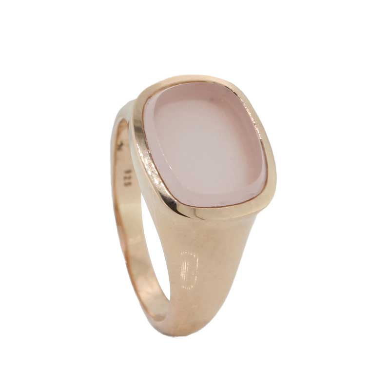 Sterling Silver Rose Gold Plate Rose Quartz Cushion Cut Ring