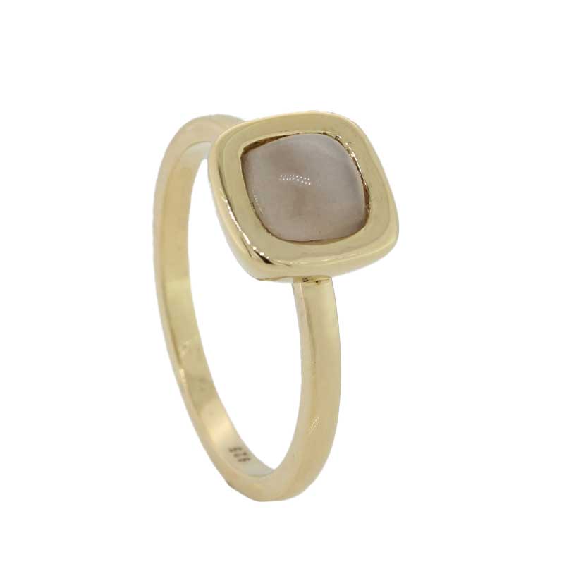 Sterling Silver Yellow Gold Plate Grey Moonstone Cushion Cut Ring 2