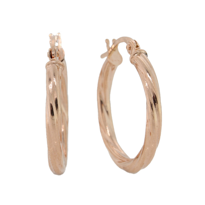 9 Carat Rose Gold Twist Hoop Earrings