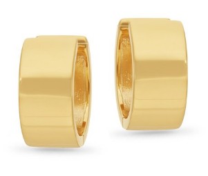 9 Carat Yellow Gold Flat Profile Huggie Earrings