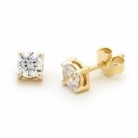 9 Carat Yellow Gold Round Brilliant Cut Diamond TDW 0.10ct H/SI Stud Earrings