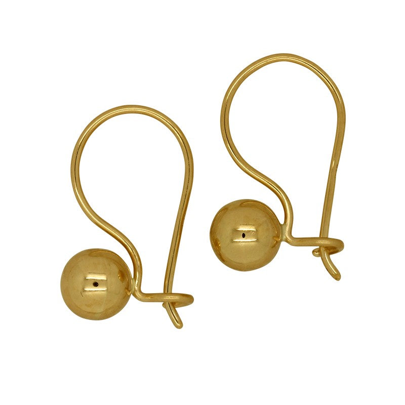 9 Carat Yellow Gold 6mm Euroball Earrings