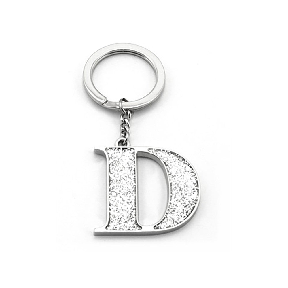 Whitehill Keyrings - Faux Silver Glitter Keyring "D"