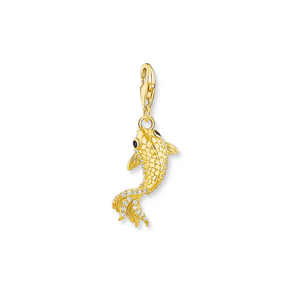 Thomas Sabo Charm Club Sterling Silver Yellow Gold Plated Cubic Zirconia Koi Fish CC1888