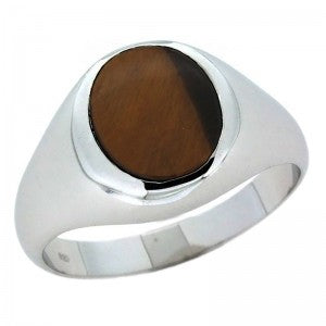 Sterling Silver Tigers Eye Ring 13mm Cushion