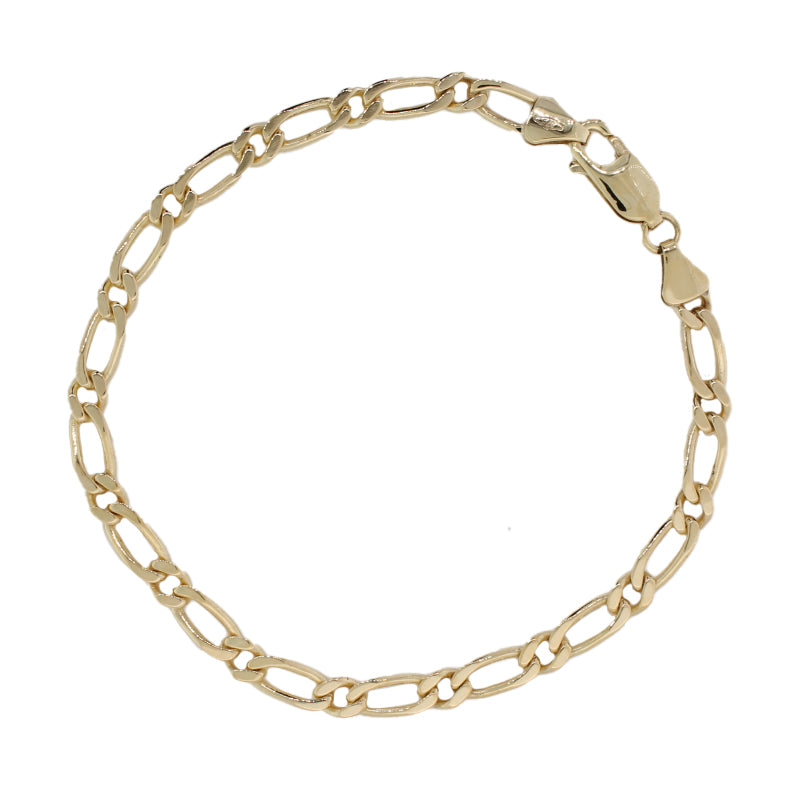  9 Carat Yellow Gold 20cm 1+1 Diamond Cut Figaro Bracelet