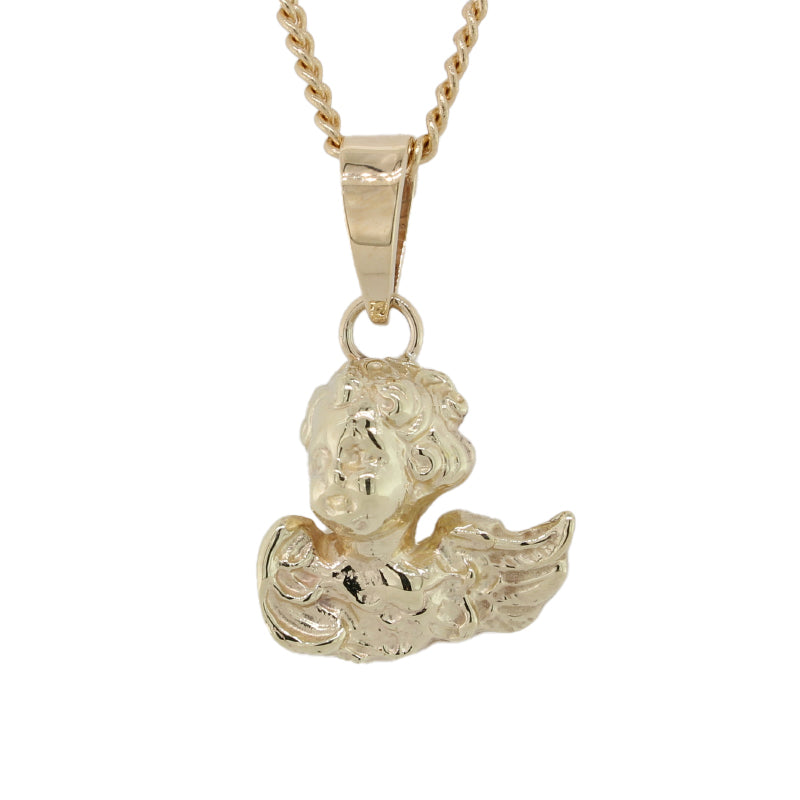 9 Carat Yellow Gold Cherub Head Pendant