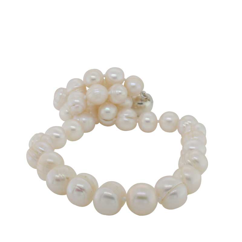 10mm White Circular Pearls 44 45cms Sterling Silver Magnetic Clasp