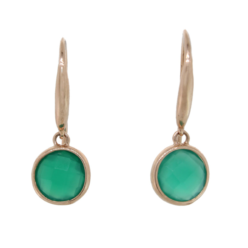 9 Carat Rose Gold Green Onxy Earrings