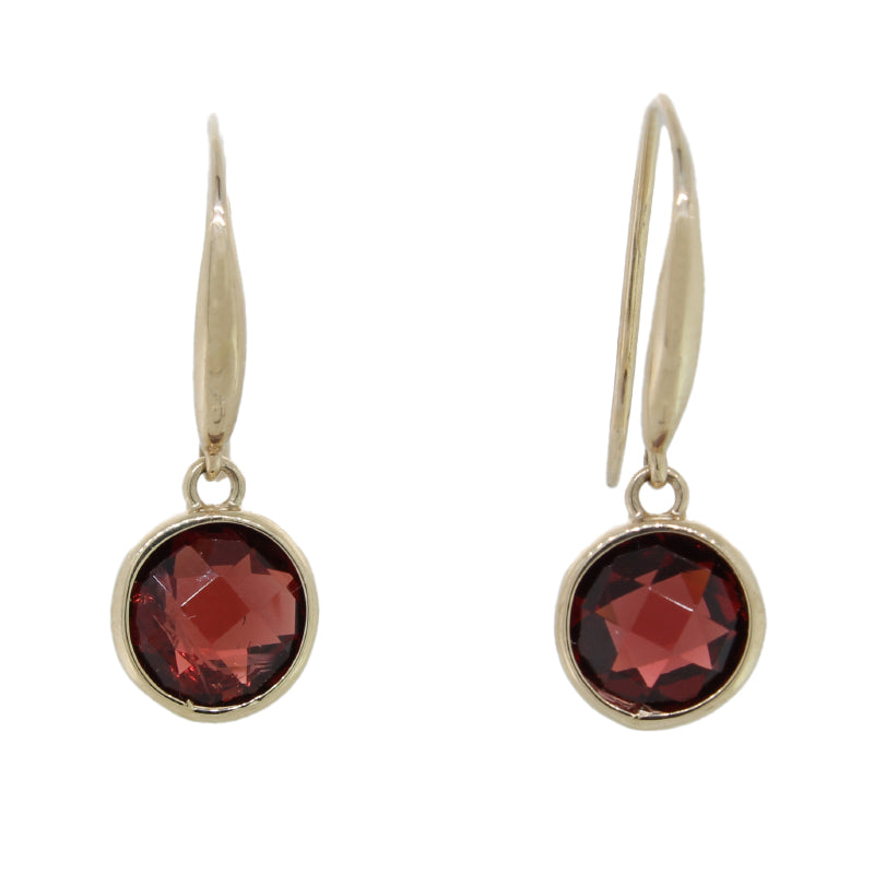 9 Carat Yellow Gold Garnet Earrings