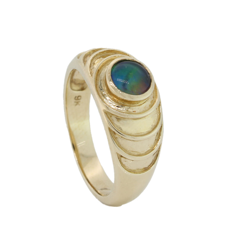 9 Carat Yellow Gold 6mm Round Triplet Opal Ring