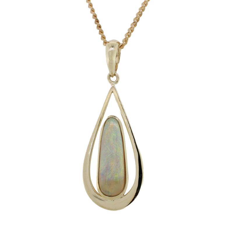 9 Carat Yellow Gold Free Shape Solid Opal  Pendant 2.01 Carat