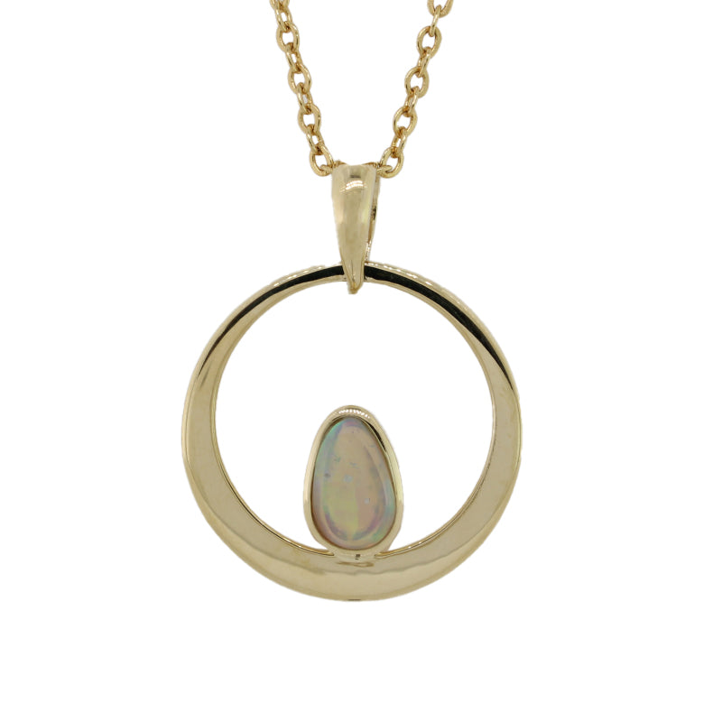 9 Carat Yellow Gold Free Pear Shape  Solid Opal  Pendant 