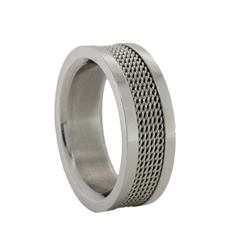 Blaze Stainless Steel chain-mesh look ring T