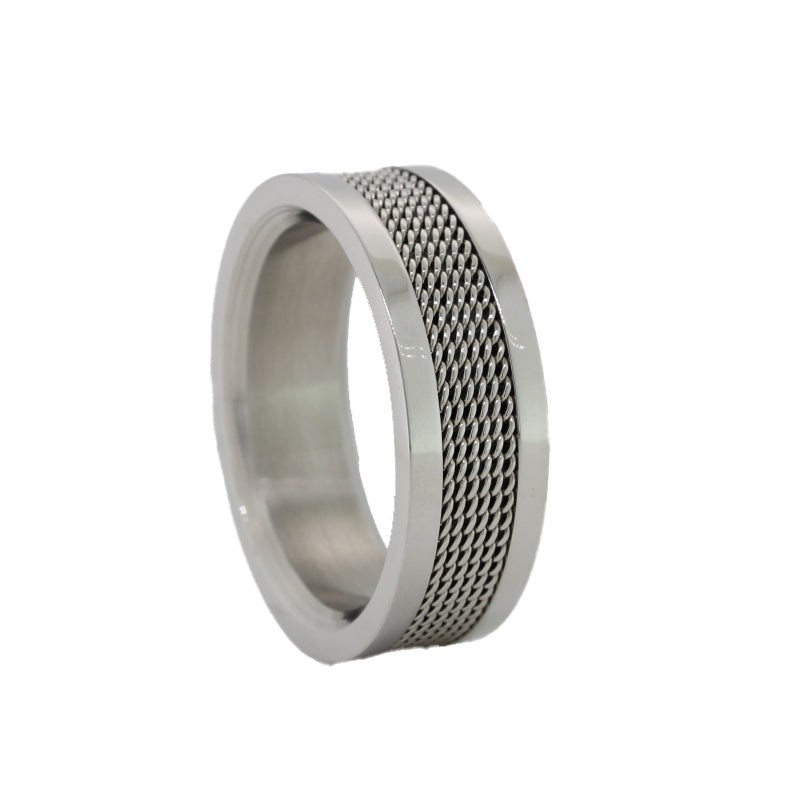 Blaze Stainless Steel chain-mesh look ring W