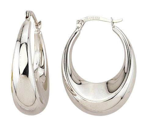 9 Carat White Gold and Silver Bonded Hoop Earrings