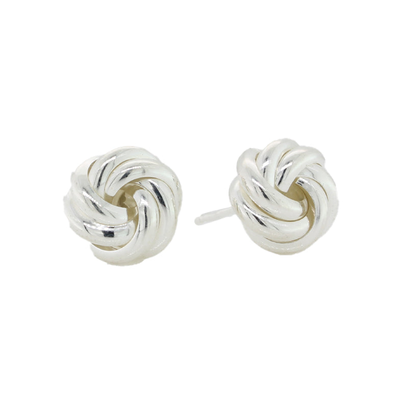 Sterling Silver Two Strand Knot Stud Earrings