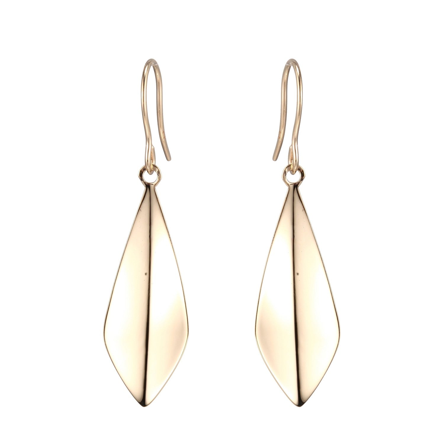 9 Carat Yellow Gold Leaf Shaped Drop Earrings on Shepher Hooks