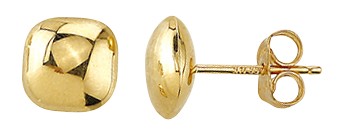 9 Carat Yellow Gold 8mm Domed Cube Stud Earrings