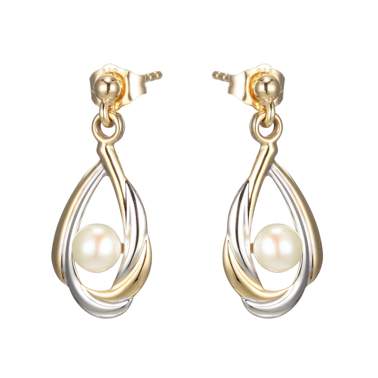 9 Carat Yellow Gold  Pearl Earrings