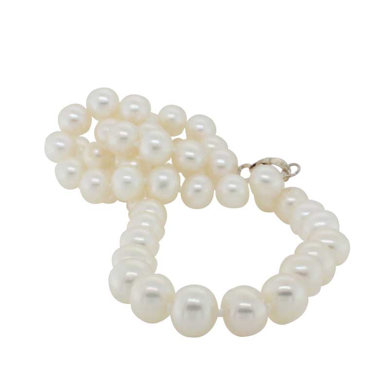 Pearl Necklace Sterling Silver 7mm Ball Clasp Fresh Water 60cm