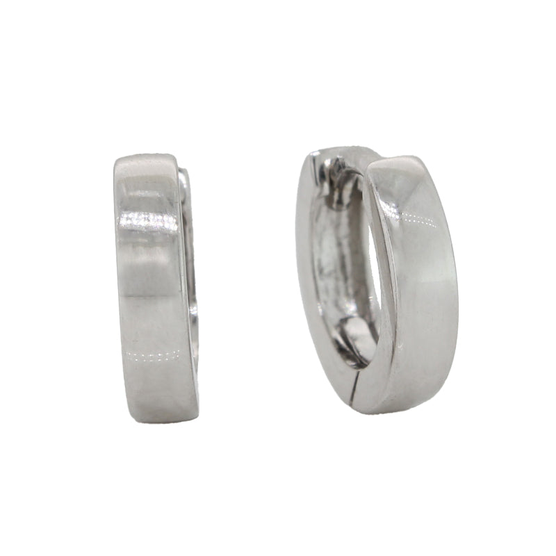 9 Carat White Gold  Huggie Hinged Small