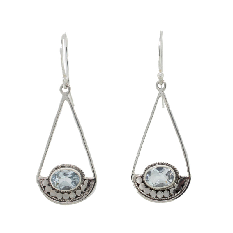 Sterling Silver & Blue Topaz Earrings 14.92mm Width x 27mm Long