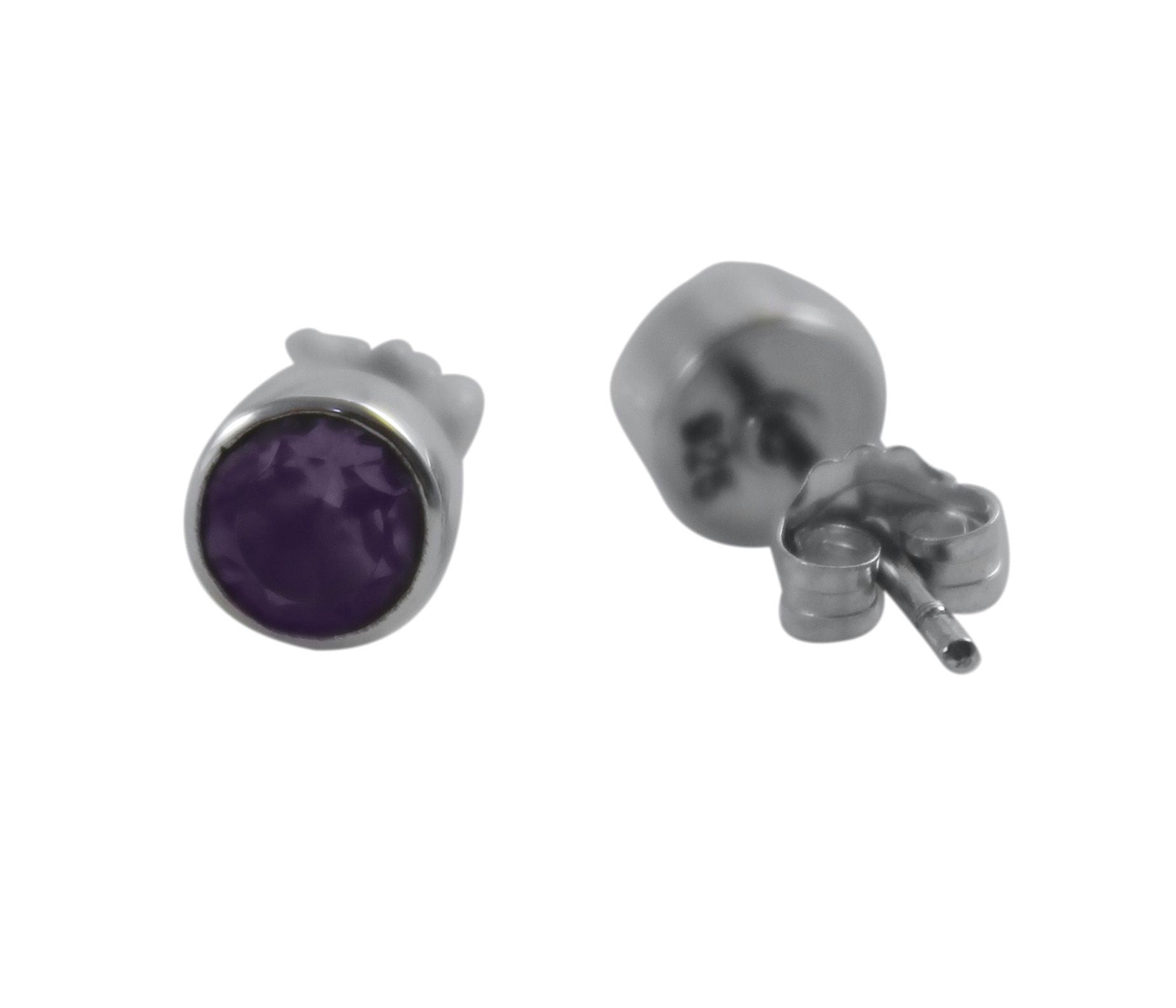 Sterling Silver & 5mm Amethyst Studs 5mm