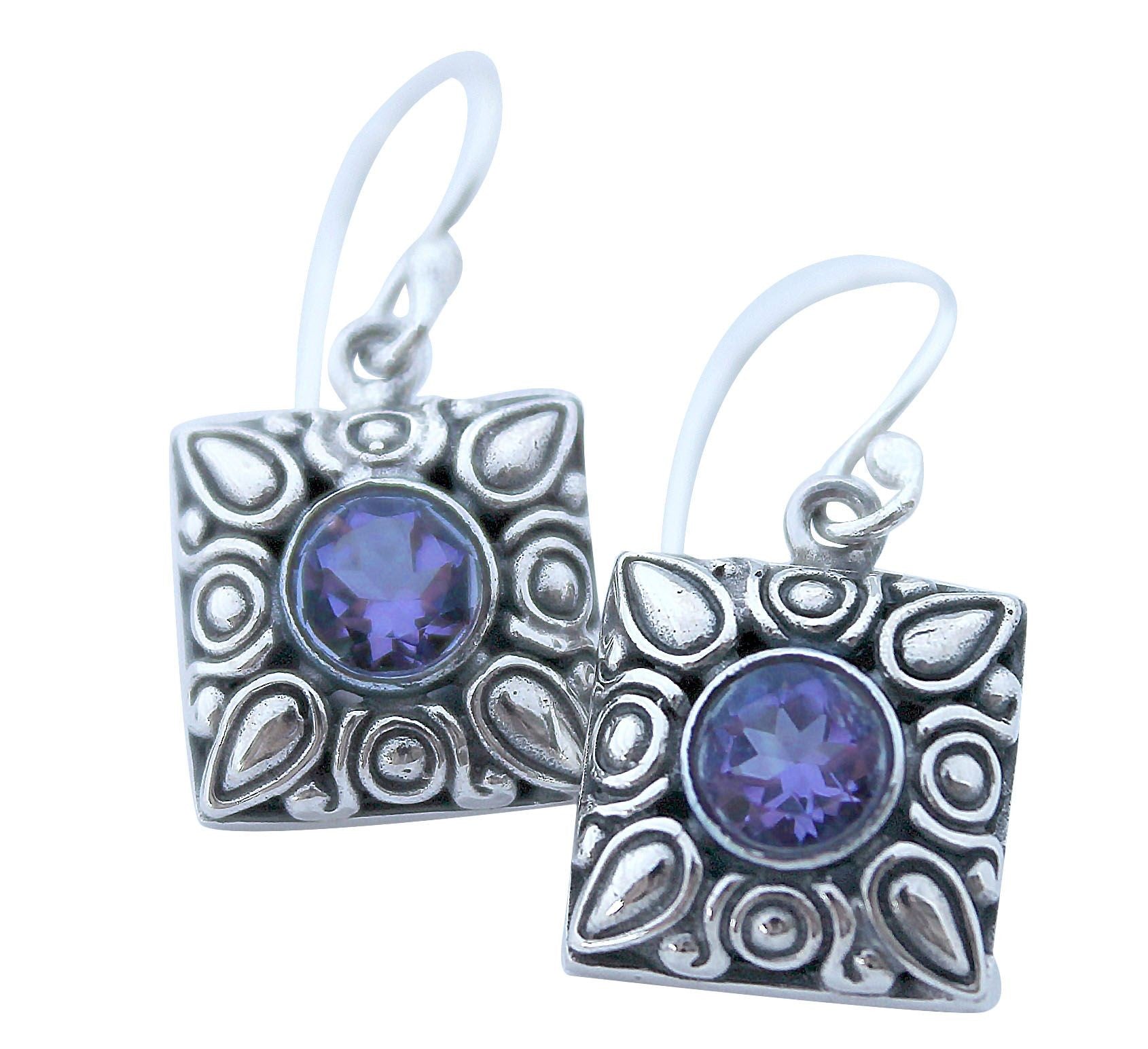 Sterling Silver & Amethyst Filigree Earrings