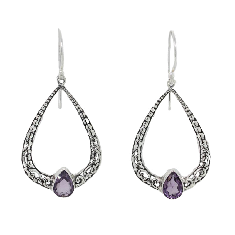 Sterling Silver Amethyst Filigree Earrings