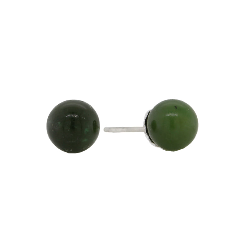 Sterling Silver 6mm Round Nephrite Jade Ball Studs