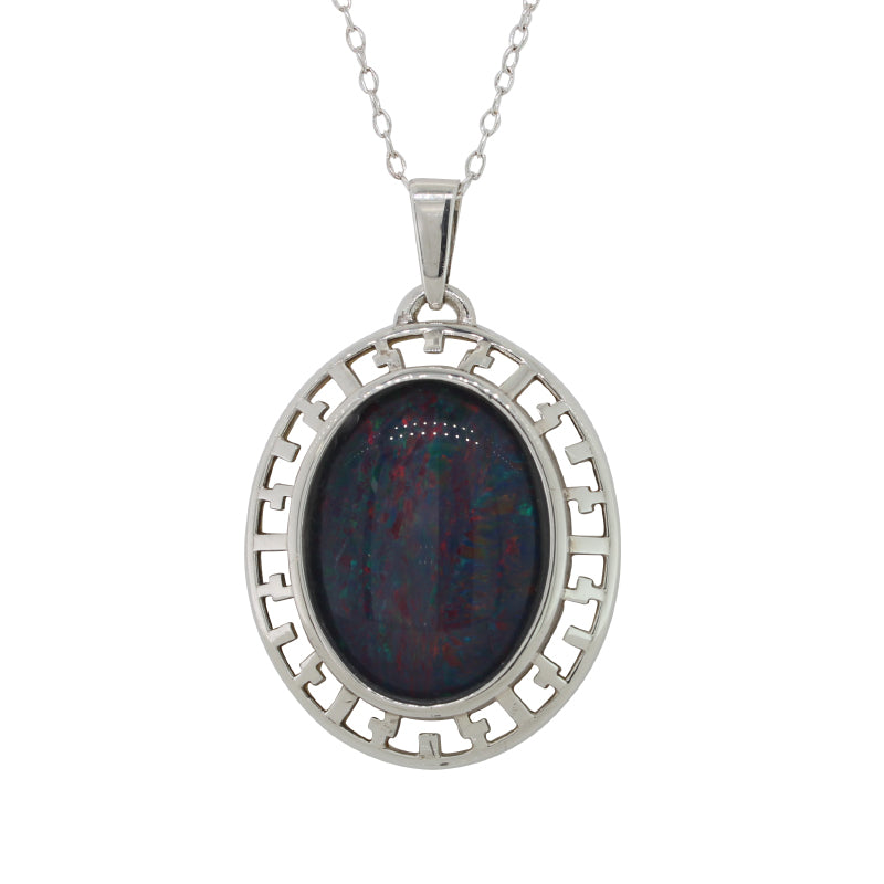 Sterling Silver Bezel 16mm x 12mm Oval Triplet Opal Pendant