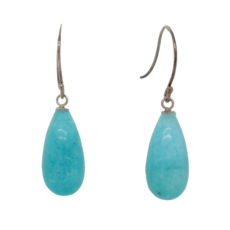 Sterling Silver Shepherd Hook 20 x 10mm Amazonite Drop Earrings Grade A+