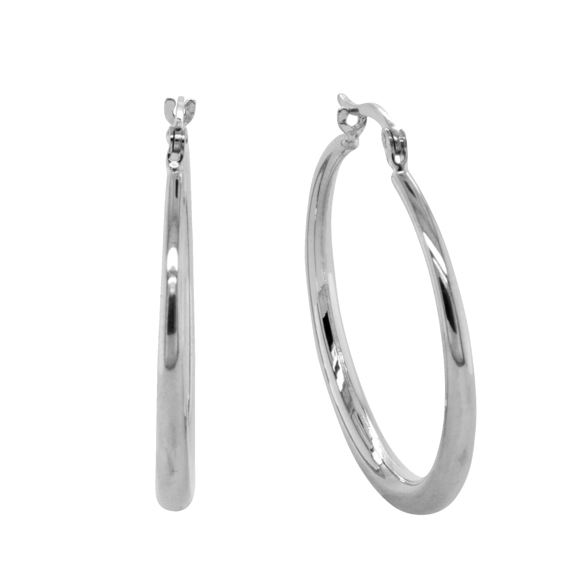 9 Carat White Gold Sterling Silver Filled Graduating Hoop Earrings