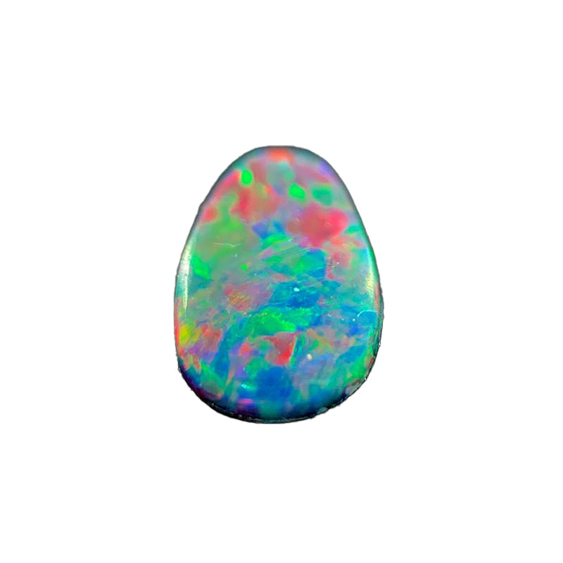 Opal Doublet Freeform Pear Shape Red Orange Blue, Green Colours 8.91mm x 5.15mm x 2.49mm Deep