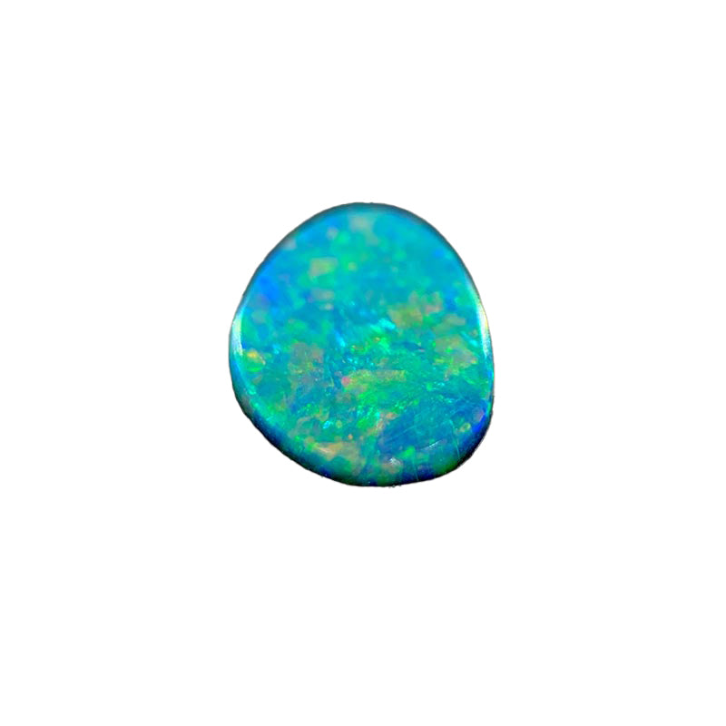 Opal Doublet Freeform Oval / Pear Shape Crimson, Orange, Green, Blue Colours 9.5mm x 6.92mm x 2.7mm Deep