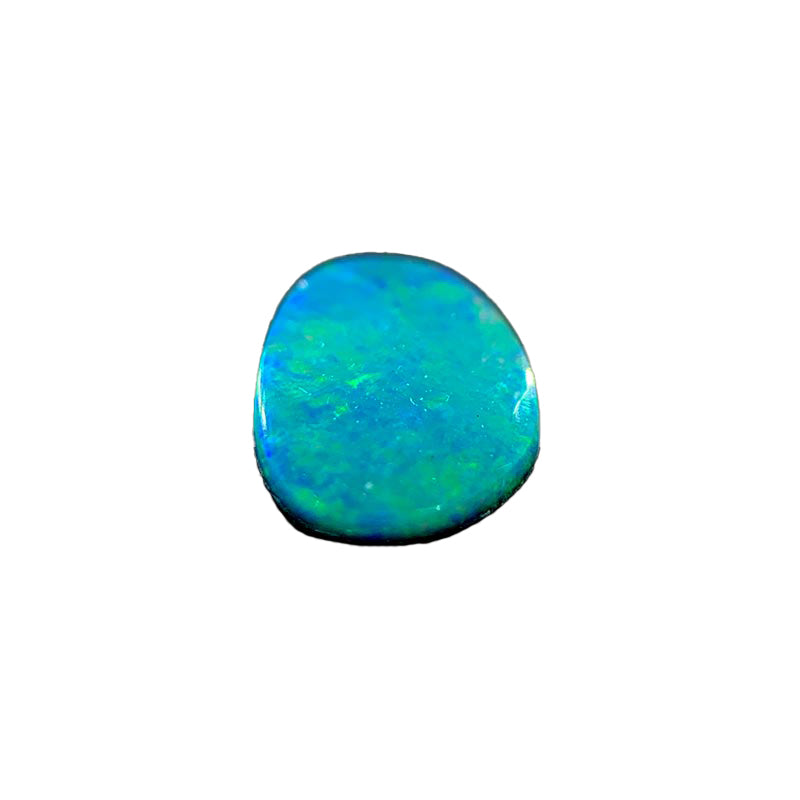 Opal Doublet Freeform Oval Shape Green, Blue, Faint Orange Colours 9.7mm x 7mm x 2.6mm Deep