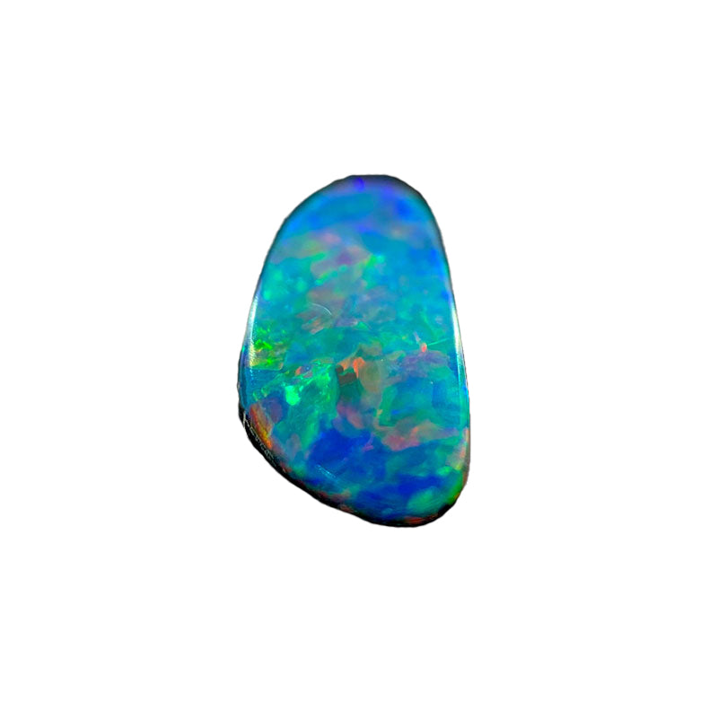 Opal Doublet Freeform Oval Shape, 12mm x 5.71mm x 2.8mm Deep, Pink, Blue, Gree, Orange Colours - White Cliffs