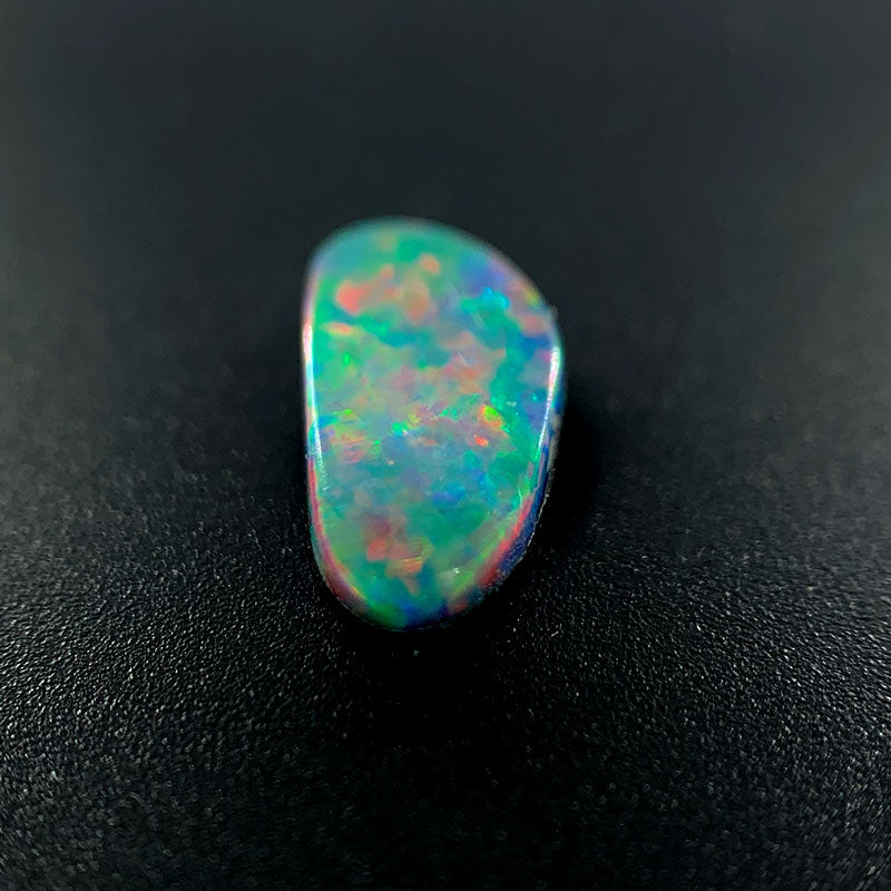 Opal Doublet Freeform Oval Shape, 12mm x 5.71mm x 2.8mm Deep, Pink, Blue, Gree, Orange Colours - White Cliffs