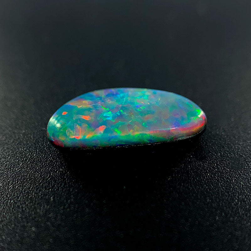 Opal Doublet Freeform Oval Shape, 12mm x 5.71mm x 2.8mm Deep, Pink, Blue, Gree, Orange Colours - White Cliffs