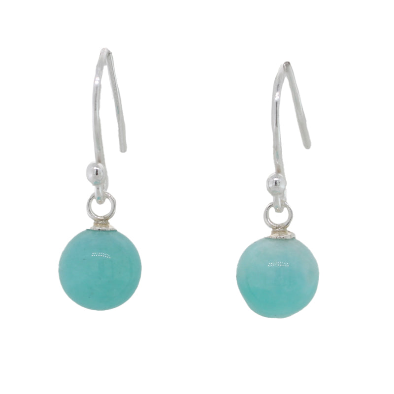 Sterling Silver 8mm Amazonite S/Hook Earrings