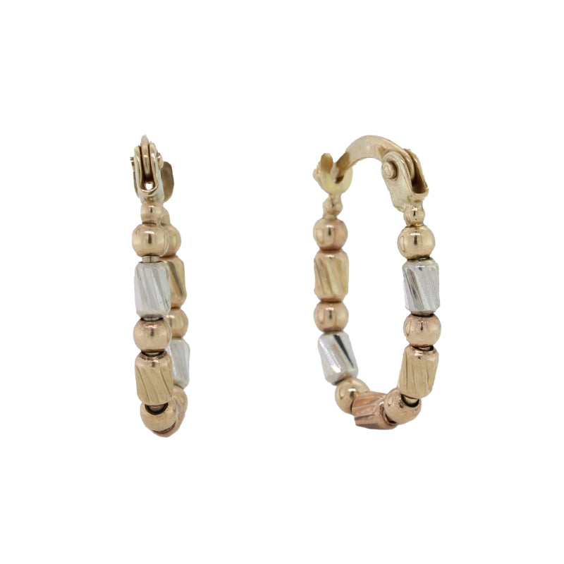 9 Carat Yellow Gold with Rhodium Plated Hi-Lights Hoop Earrings