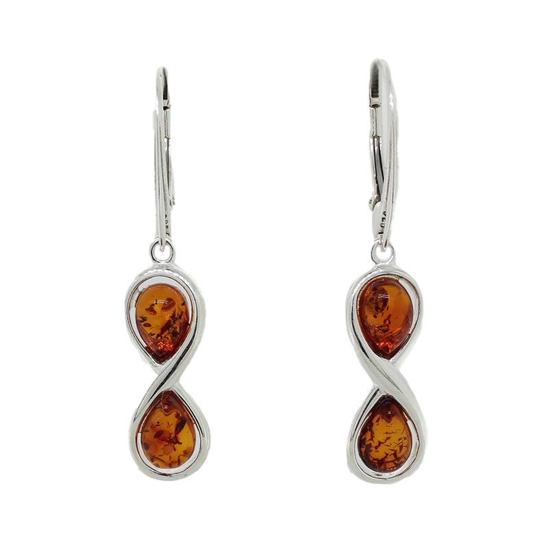 Sterling Silver Infinity Amber Drop Earrings