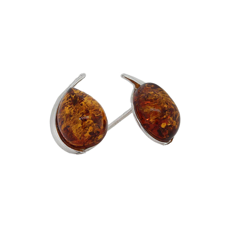 Sterling Silver Amber Teardrop Earrings