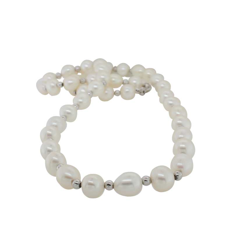 Freshwater 7.00mm Pearl 45cm Necklet with Sterling Silver Spacers