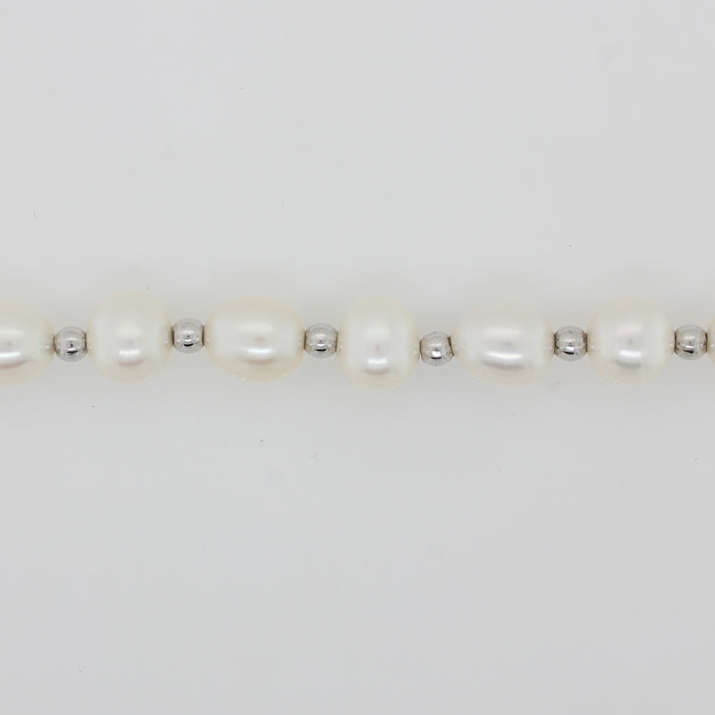 Freshwater 7.00mm Pearl 45cm Necklet with Sterling Silver Spacers