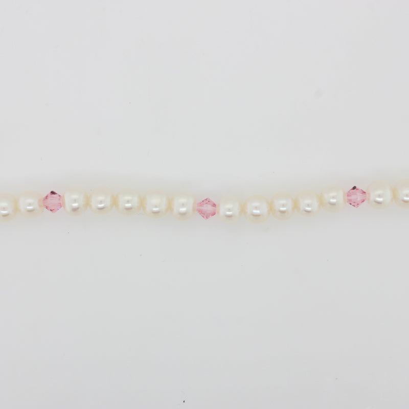 Freshwater 5.5mm Pearl 36cm Necklet with Pink Crystal Spacers with 5cm extender