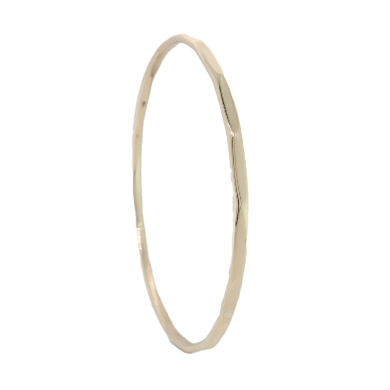 9 Carat Yellow Gold 64mm Internal Diameter, 2.91mm Wide, 2.48mm Thick, 11.89 grams Handmade Faceted Bangle